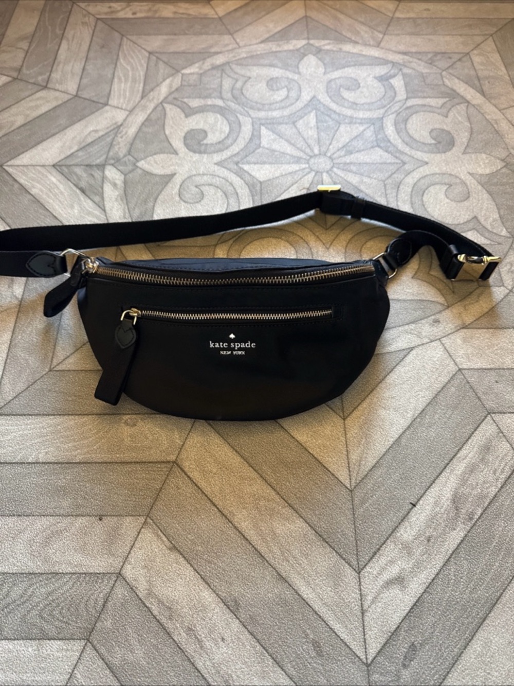 kate spade Black Nylon Waist Bag with Gold Hardware